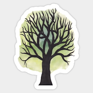 Silhouette tree with green sky Sticker